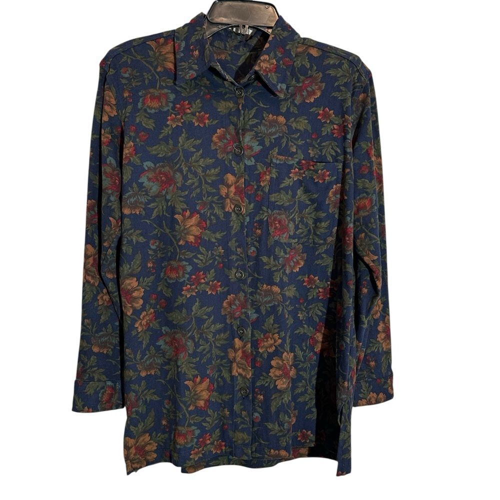 Vintage 80’s Floral Flannel Button Up Shirt NEW Petite Medium Capacity Petites